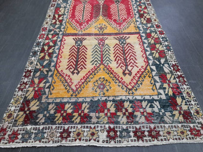 Hand Knotted Runner 4.5 x 12.7 Turkish Runner Rug Vintage Runner Rug Hallway Runner Rug Kitchen Runner Rug Wool Runner Rug Wool Nomad Rug