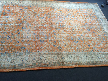 9.6 x 6.6  Burnt Orange Rug Vintage Rug Oushak Rug Turkish Rug Wool Rug Hand Made Rugs