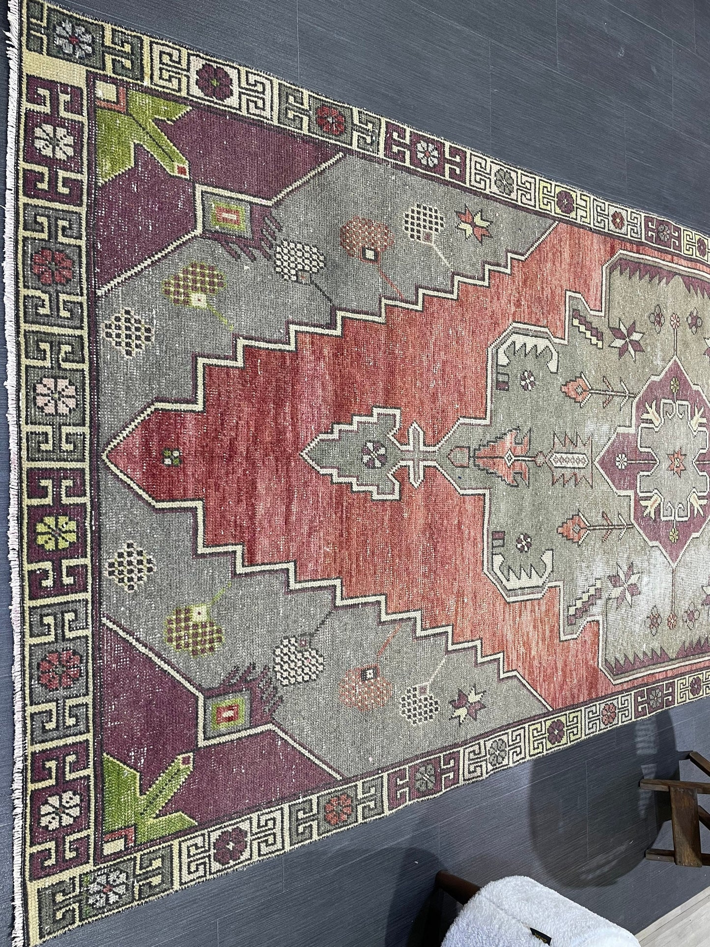 Natural Wool Rug, TURKISH 4.5 x 10.9 Rug, Vintage Turkish Rugs, Anatolian Oushak Rug, Handmade Rug, Vintage Rug, Hand Knotted rug
