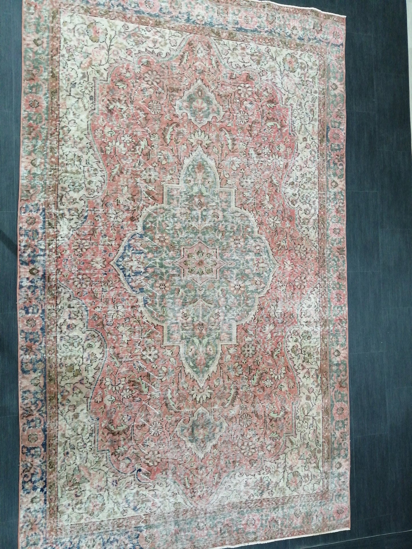6x10 Vintage OUSHAK RUG TURKISH Rug Vintage Oushak Runner Rug 6 x 10 Vintage Runner Rug Wool Oriental Rug Hand Made Rugs Muted Oriental rug