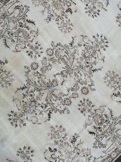Neutral Rug 6.5 x 10.3 Hand Made Rug, Muted Oushak Rug, Rustic Rug, Boho Runner, Turkish Rug, Farmhouse Rug, Vintage Rug, Wool rug