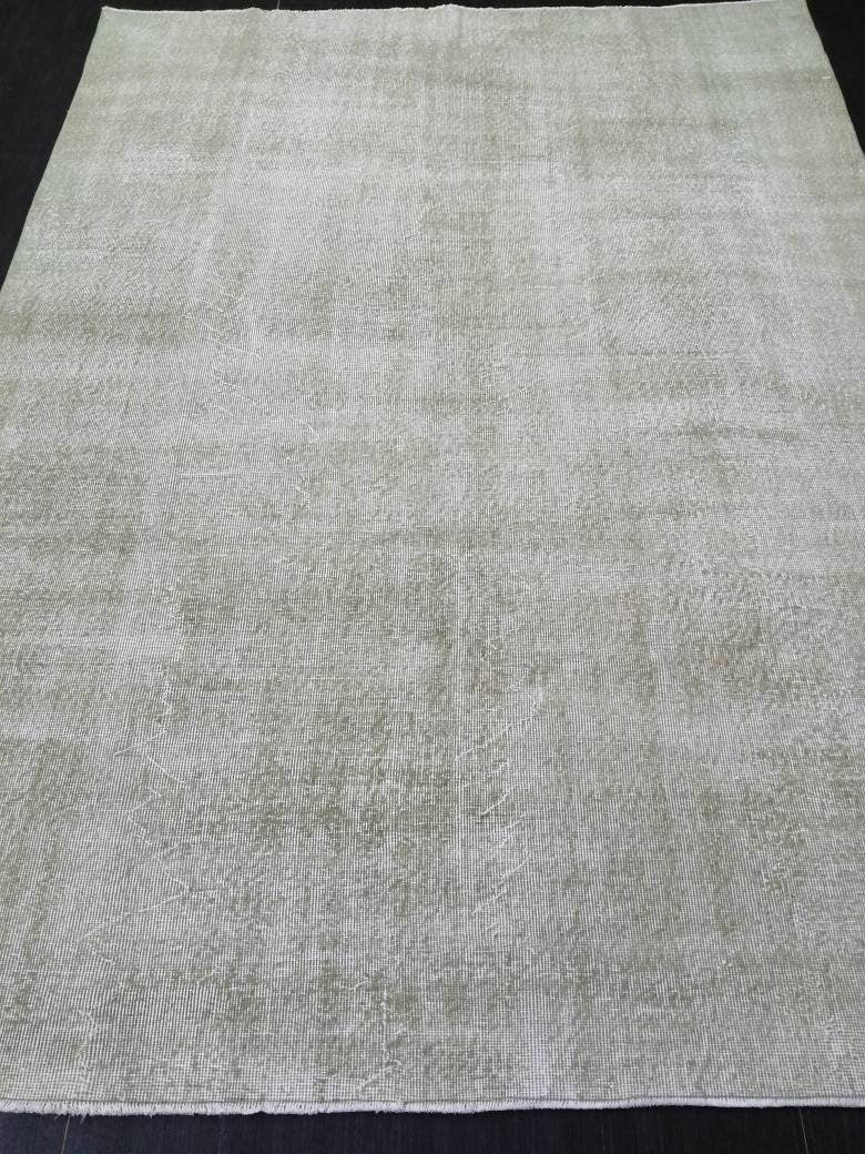 6.6 x 9 Variegated Moss Green Rug, Hand Made Rug, Oushak Rug, Distressed Rug,Oriental Rug , Turkish Rug, Farmhouse Rug, Vintage Rug