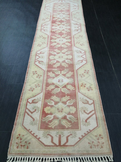 Muted Oushak Runner 2.5 x 9.5 Kitchen Runner Rug Wool Runner Rug Wool Oushak Rug Turkish Runner Rug Vintage Runner Rug Hallway Runner Rug