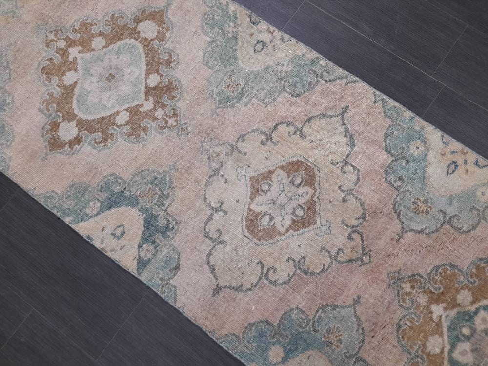 Muted Vintage Runner Rug 2.8 x 12.2 Muted Hallway Runner Kitchen Runner Rug Muted Staircase Runner Rug Muted Oushak Rug XĹ Turkish Runner