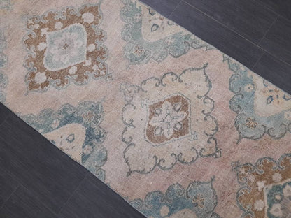 Muted Vintage Runner Rug 2.8 x 12.2 Muted Hallway Runner Kitchen Runner Rug Muted Staircase Runner Rug Muted Oushak Rug XĹ Turkish Runner