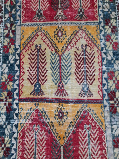 Hand Knotted Runner 4.5 x 12.7 Turkish Runner Rug Vintage Runner Rug Hallway Runner Rug Kitchen Runner Rug Wool Runner Rug Wool Nomad Rug