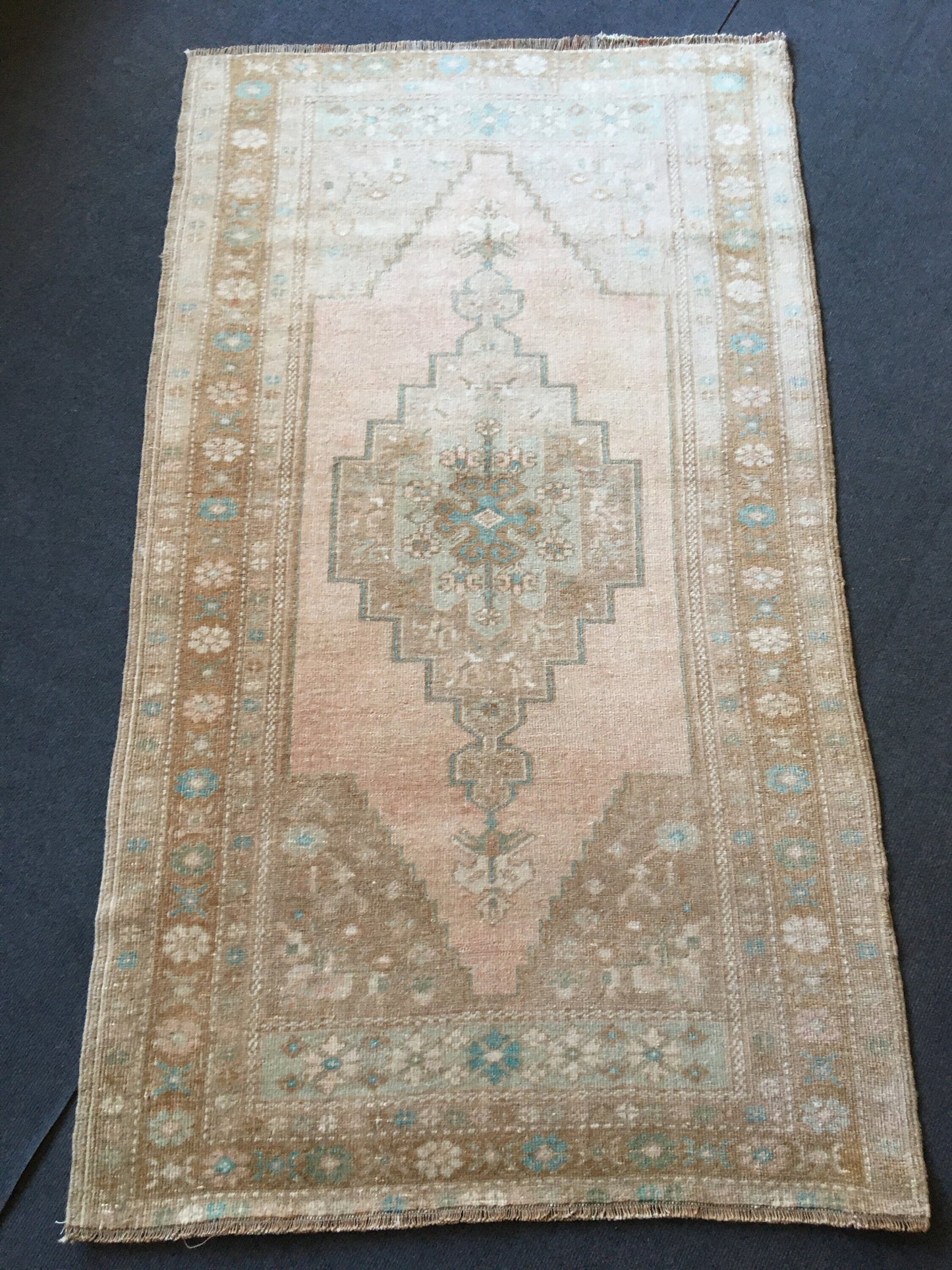 3x5 feet handmade muted turkish wool rug, vintage oushak bedroom rug, kitchen floor large rug, living room middle area rug,bohem natural rug