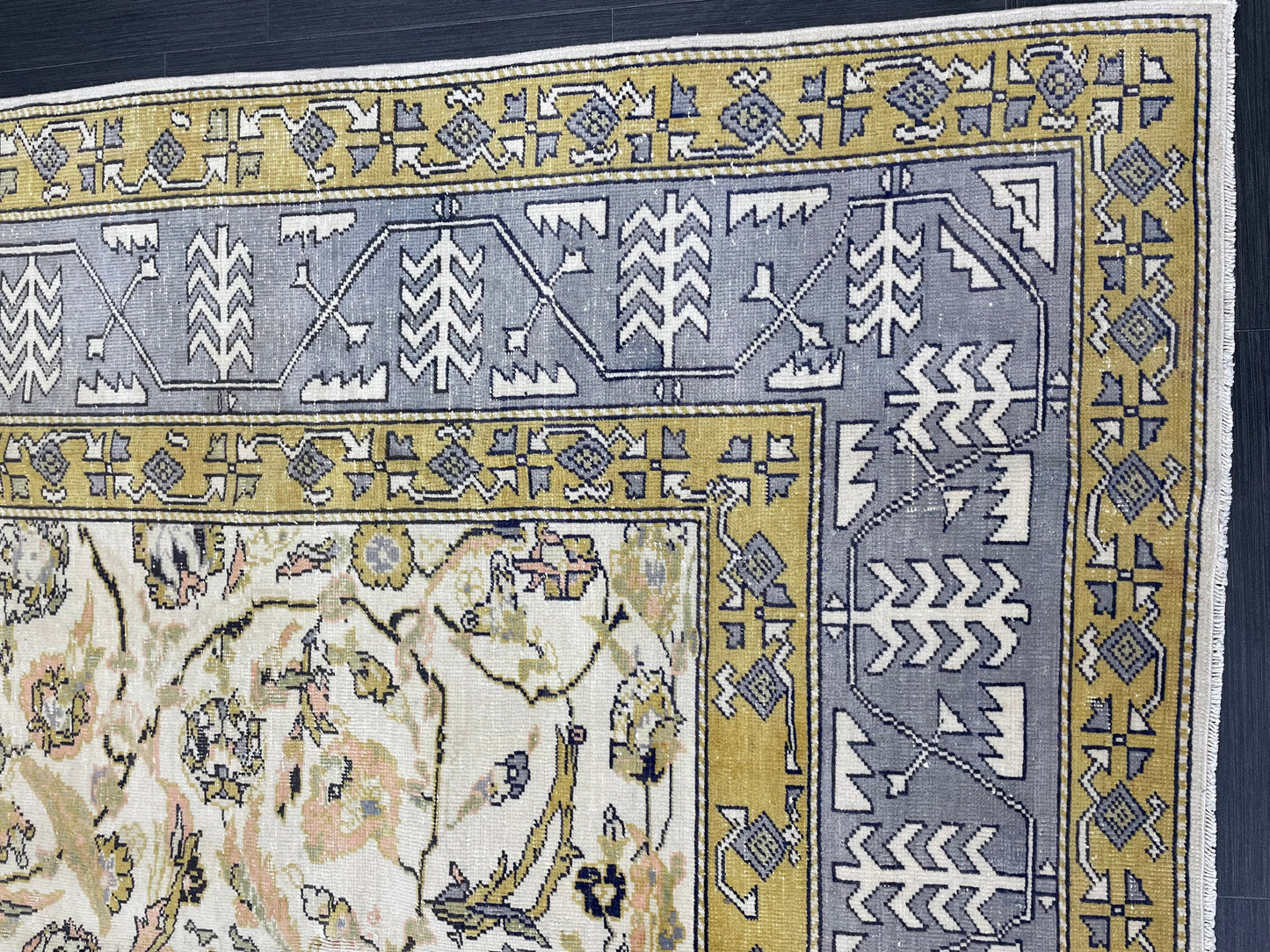Large Fine Knotted RUG 6.3 x 10.5 Muted TURKISH Antique Rug Vintage Persian Rug Vintage Rug Wool Oushak Rug HandMade Rug Hand Knotted Rug