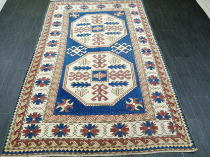 7.3 x 4.7 Blue Rug, Oriental Vintag Rug, Oushak Rug, Rustic Rug, Bohemian Rug, Rug Runner, Turkish Rug, Farmhouse Rug, Vintage Rug, Wool rug
