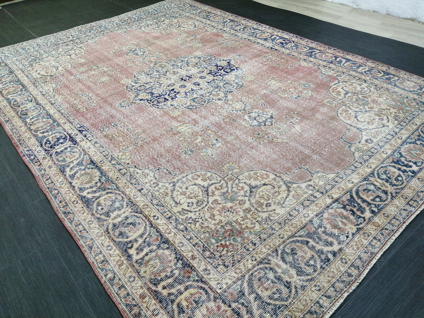 7x10 Vintage RUG TURKISH Rug Vintage Oushak Rug Vintage Oriental Rug Wool Oushak Rug Hand Made Rugs Vintage Turkish Rug