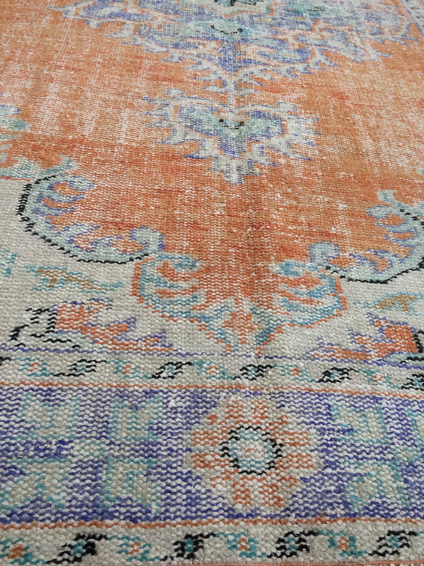 9.4 x 5.6 ft Hand Made Rugs Turkish Rug Oushak Rugs Rustic Oushak Rug Wool Oushak Rugs Oushak Runner Rugs, Farmhouse Rug, Vintage Rugs