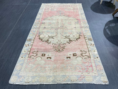 Antique Rug, Vintage 2.8 x 5 Rug, Turkish Wool Rug, Oushak Rug, Hand Knotted Rug, Persian Rug, Handmade Rug