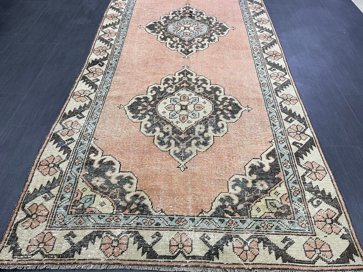 Hand Knotted Runner 4 x 10.4 Turkish Runner Rug Vintage Runner Rug Hallway Runner Rug Kitchen Runner Rug Wool Runner Rug Wool Nomad Rug