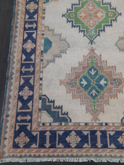 Muted Vintage Runner Rug 5 x 10.4 Turkish Runner Rug Handmade Runner Rug Hallway Runner Kitchen Runner Rug Wool Runner Rug Oriental Runner
