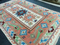 Vintage Runner Rug 6.3 x 10 Blue and Pink Rug Turkish Kitchen Rug Wool Entryway Rug Persian Livingroom Rug Oushak Rug Navy Oriental Rug