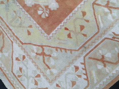 Muted OUSHAK RUG 7.7 x 5 TURKISH Oushak Rug Vintage Oushak Runner Rug 5x8  Vintage Runner Rug Wool Neutral Rug Hand Made Rugs Vintage  Rug