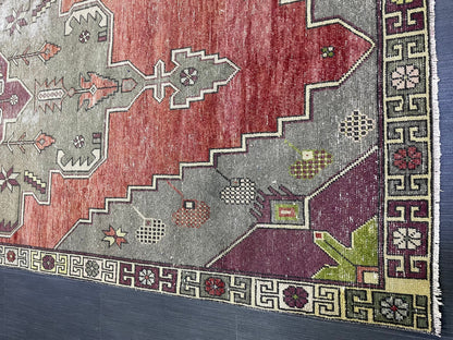 Natural Wool Rug, TURKISH 4.5 x 10.9 Rug, Vintage Turkish Rugs, Anatolian Oushak Rug, Handmade Rug, Vintage Rug, Hand Knotted rug