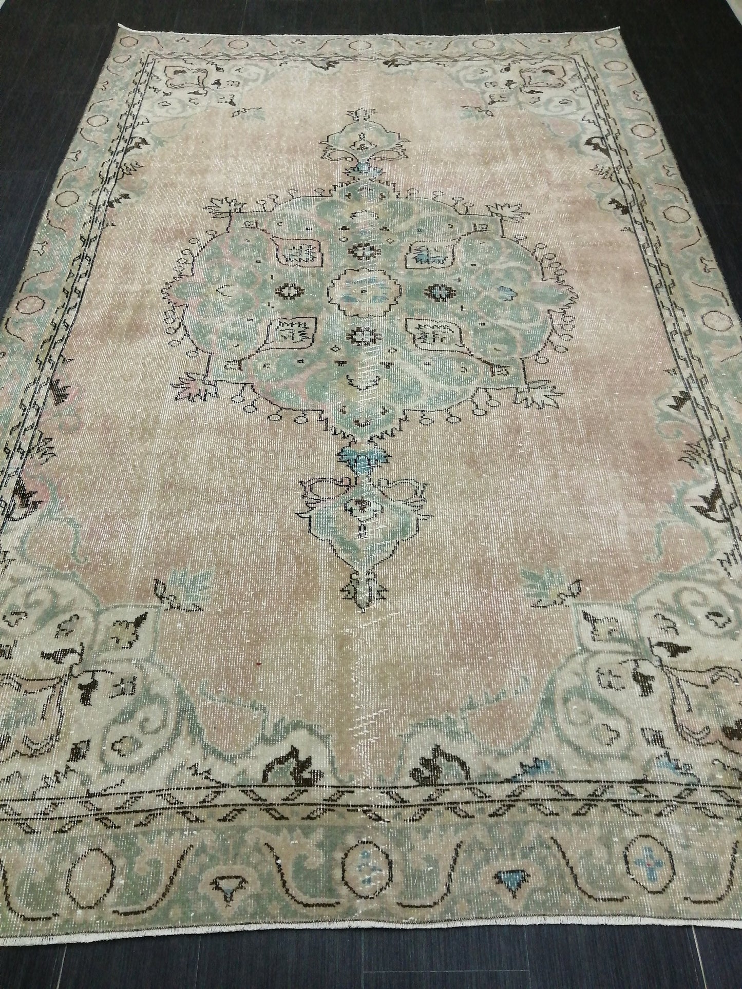 6.4 x 10 Large Area OUSHAK RUG TURKISH Oushak Rug Vintage Oushak Muted Rug Vintage Rugs Oushak Rug Hand Made Rugs Vintage Turkish Rug