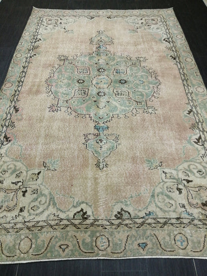 6.4 x 10 Large Area OUSHAK RUG TURKISH Oushak Rug Vintage Oushak Muted Rug Vintage Rugs Oushak Rug Hand Made Rugs Vintage Turkish Rug