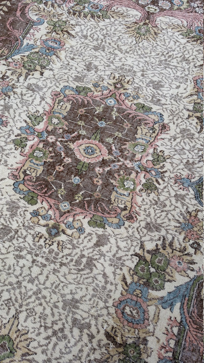 6.6 x 10 Vintage rugs Turkish rug  Oushak Rug Oriental Rug Hand Knotted Wool Rug Vintage Persian Rug