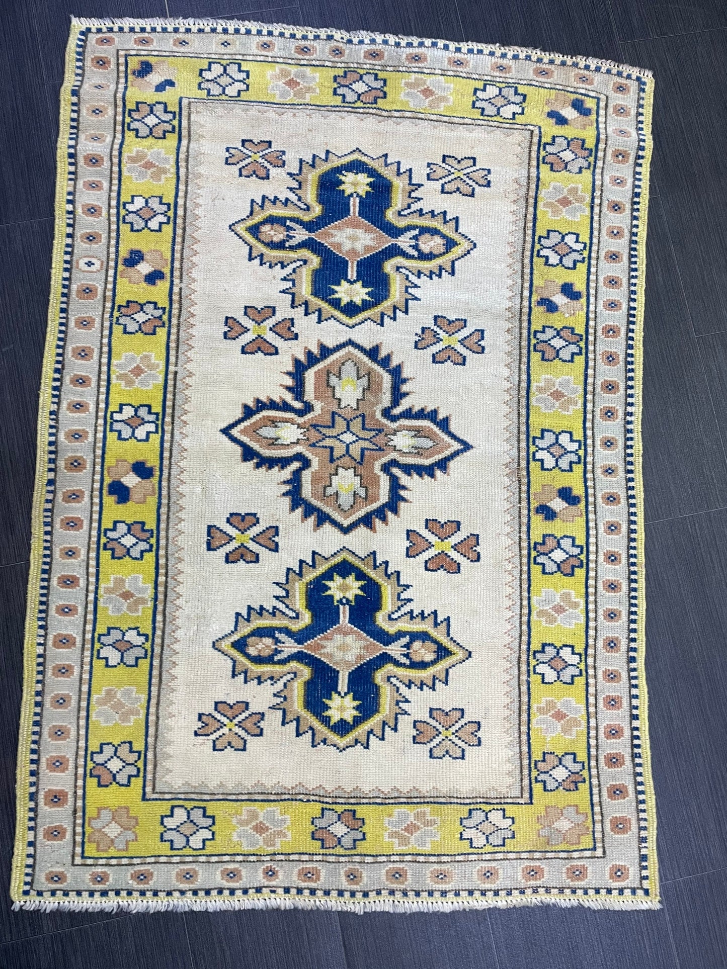 TURKISH HANDMADE Rug 3 x 4.3 Vintage Rug Oushak Rug, Traditional Rug Oriental Rug Hand Knotted Rug Wool Rug, Wholesale Rug