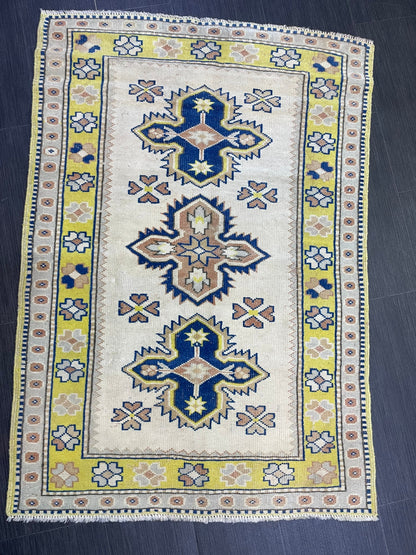 TURKISH HANDMADE Rug 3 x 4.3 Vintage Rug Oushak Rug, Traditional Rug Oriental Rug Hand Knotted Rug Wool Rug, Wholesale Rug