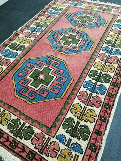 Vintage Rug 3.6 x 6 Vintage Turkish Rugs   Oushak Rug  Turkish Traditional Rug, Turkish Oushak Rug, Vintage Oushak Rug, Wool Rug