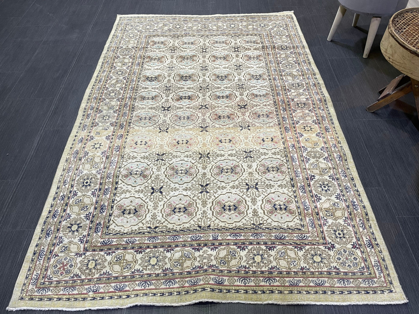 Fine Hand Knotted Rug, Vintage 4x6 Rug, Persian Rug, Turkish Rug, Oushak Rug, Handmade Rug, Rustic Rug, Wool Rug, Oriental Rug