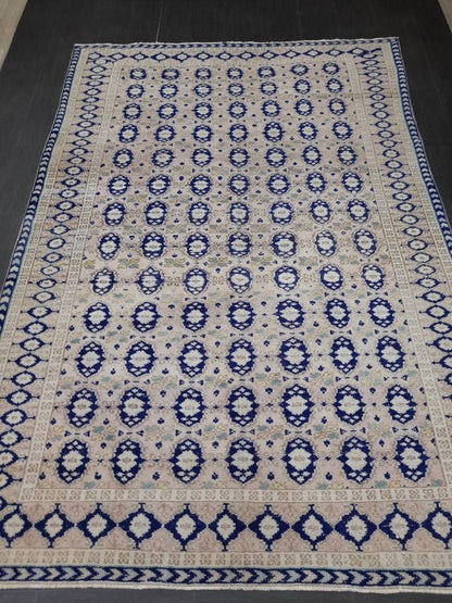 Vintage Turkish Rug, Vintage Navy 6.8 x 10 Rug, Oriental Rugs, Wool Rug, High Pile Vintage Rug, Hand Made Rug Persian Rug 7x10 rug