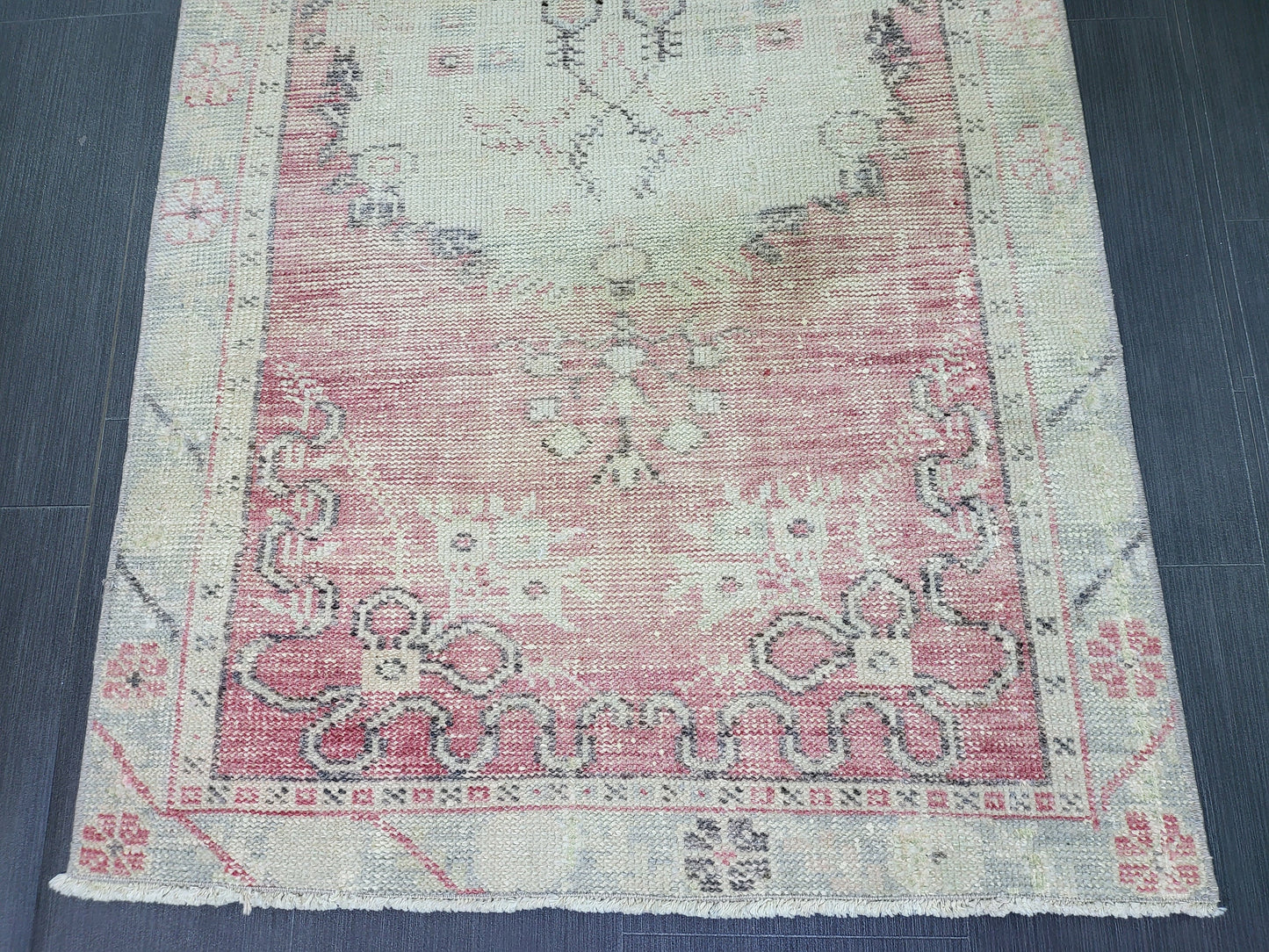 Distressed Wool Handmade Rug Vintage Oushak Rug, 2.8 x 5.9 Oriental Rug, Rug Vintage Turkish Rug, Farmhouse Rug Vintage Rug Living room Rug