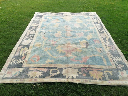 8.7x9.3 feet oversize vintage rug, new turkish rug, oversize living room rug, handmade wool lounge area oversize rug, bohemian anatolian rug