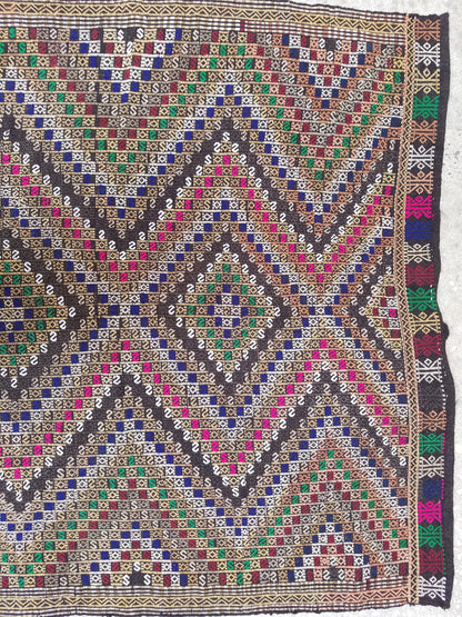 10'2x5'5 flatwoven with embroidery rug turkish hand made rugs vintage turkish rugs oushak rug vintage oushak rug,wool turkish wool kilim rug