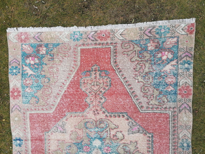 Vintage rug 7x4'6 turkish rug, kitchen rug, oushak rug