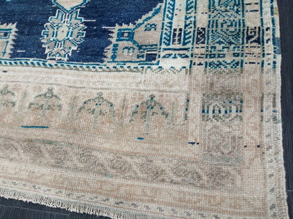 3.5 x 6.8 OUSHAK RUG, TURKISH Antique Rug,  Vintage  Rug, Antique Rug Wool Handknotted Rug,  Hand Made Rugs Vintage Turkish Rug