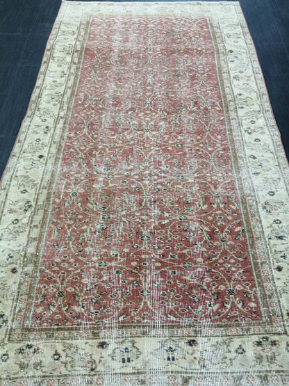 Knotted Rugs, 6.7 x 3.7 Hand Made Rug, WOOL Oushak Rug, Rustic Rug, BohO Rug, Rug Runner, Turkish Rug, Farmhouse Rug, Vintage Rug, Wool rug