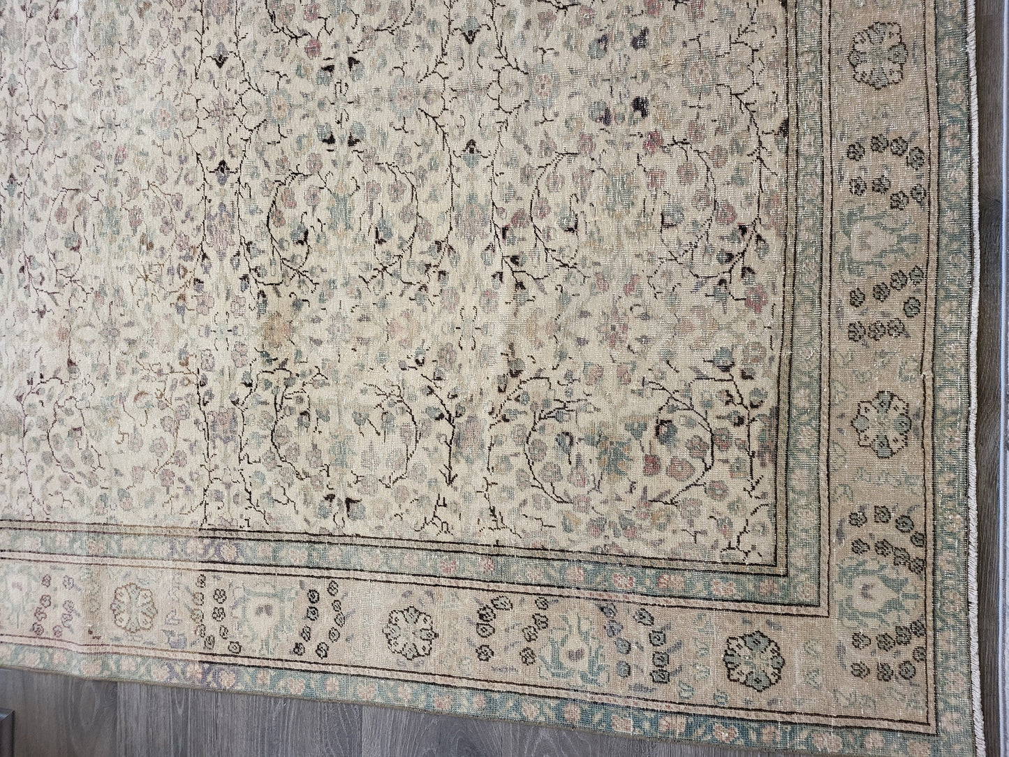 Vintage Rug 6.5 x 9.3 HAND MADE Rug Muted Vintage Turkish Rug Oushak Rug Vintage Oriental Rug, Oushak Rug, Wool Persian Rug