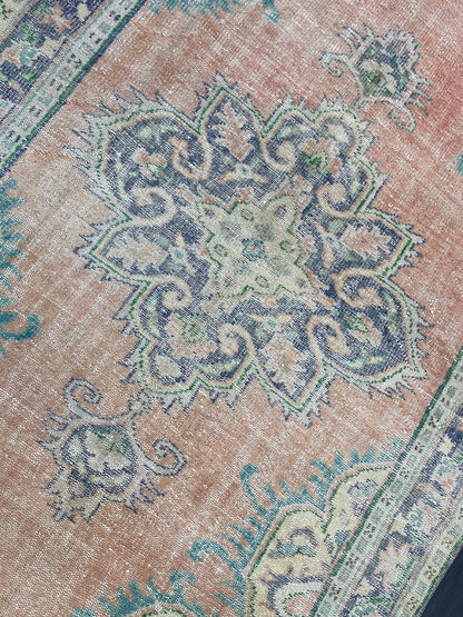 Large Vintage 6x10 RUG TURKISH Oushak Rug Muted Vintage Rug Distressed Vintage  Rug Wool Oushak Rug Hand Made Rugs Vintage Turkish Rug