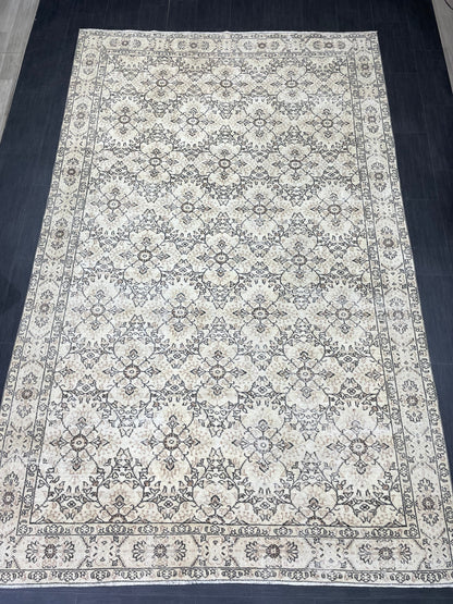 Muted Persian RUG 6.9 x 11 Turkish Rug Natural Rug Antique Rug Vintage Rug Wool Muted Oriental Rug Handmade Rug Hand Knotted Rug 7x11 rug