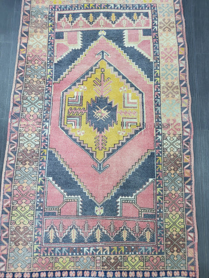 3.6 x 6 Hand Knotted Rug,  Handmade Rug, Oushak Rug,  Natural Wool Rug, Oriental Rug Plush Turkish Rug, Farmhouse Rug, Vintage Persian rug