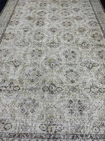 Hand Knotted Rug 6.7 x 10.5 TURKISH Rug Vintage Rug Oushak Rug Wool Distressed Rug Handmade Rugs Vintage Turkish Rug
