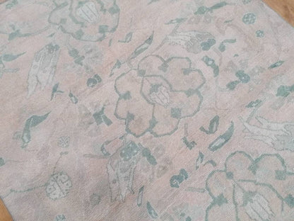Vintage rug, green oushak rug  4'6x7'2 living room rug
