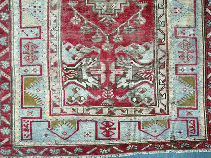 Antique Oriental RUG 3.5 x 6.3 TURKISH Oushak Rug Vintage Wool Rug Hand Made Rugs Vintage Rug