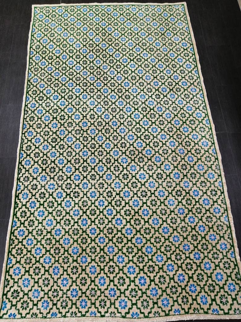 Vintage Floral Rug, VINTAGE 5.4 x 9.6 Rug Oriental Rug, Wool Oushak Rugs, Hand Made Rug, Persian Rug, Vintage Turkish Rug, Farmhouse Rug