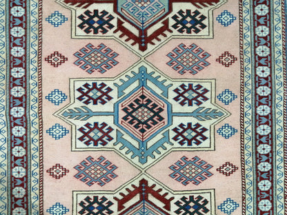 Muted Pink and Blue Wool RUG 5.8 x 3.9 Vintage Oushak Rug Vintage Rug Wool Oushak Rug Hand Made Rugs Vintage Turkish Rug