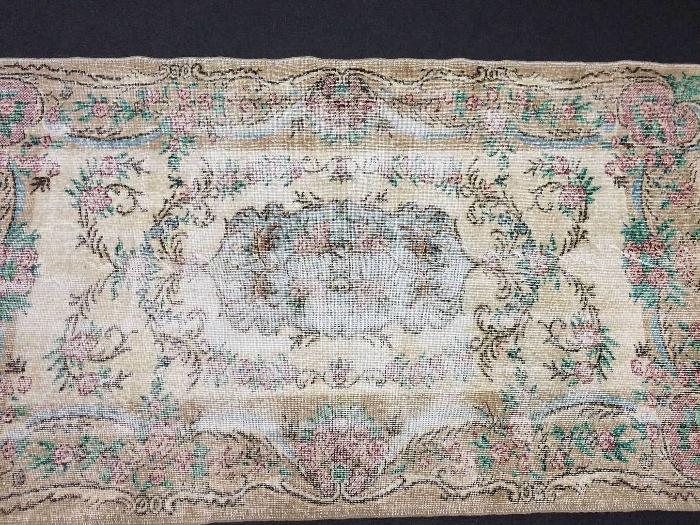 Vintage Rug Hand Made Oushak Rug Distressed  Rug Wool Turkish Rugs