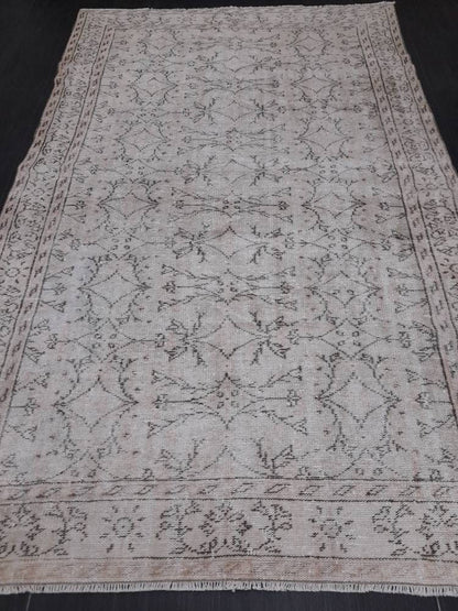 Floral Vintage Rug 6 x 9.6 OUSHAK RUG TURKISH Oushak Rug Vintage Wool Oushak Rug Hand Made Rugs Vintage Turkish Rug Neutral Rug