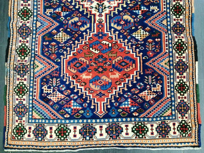 Vintage Rug, Oriental Handmade Rug, 3.6 x 6.2 Oushak Rug, Rustic Rug, Fun Vintage Turkish Rug, Persian Rug,Soft Wool Rug, Traditional Rugs