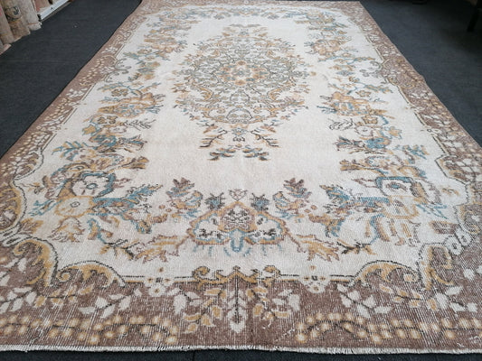 Large oushak rug, turkish oushak rug, vintage rug 10x6 feet vintage oushak rug, unique hand made rug, kitchen rug bohemian rug