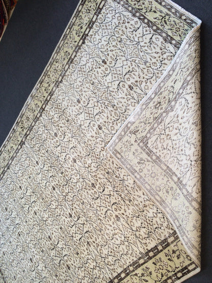 9.6 X 6 Green Flowers motifs Rug, Wool   Oushak Rug, Oushak Rug, Turkish Oushak Rug 6 by 10 Muted Rug