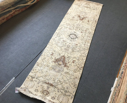 2.6x9 feet natural brown turkish long runner rug, entryway tall runner, vintage faded living room rug, kitchen floor runner, bath mat rug